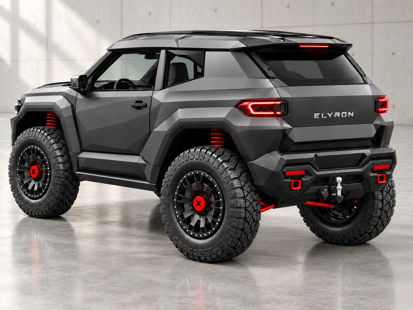 Elyron X als SUV mit Hardtop, Heck-Dreiviertelansicht
