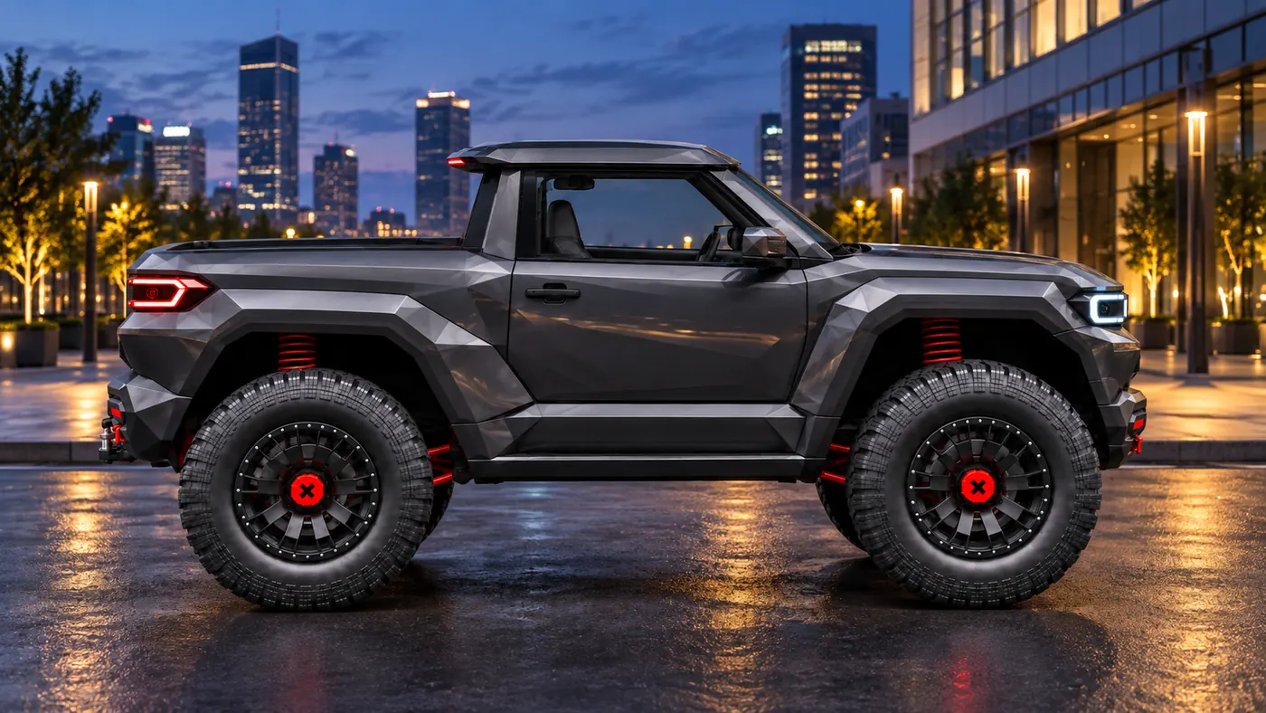 Elyron X als Pickup in Graphit, Seitenansicht