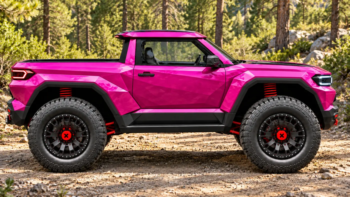 Elyron X als Pickup in Pink, Seitenansicht