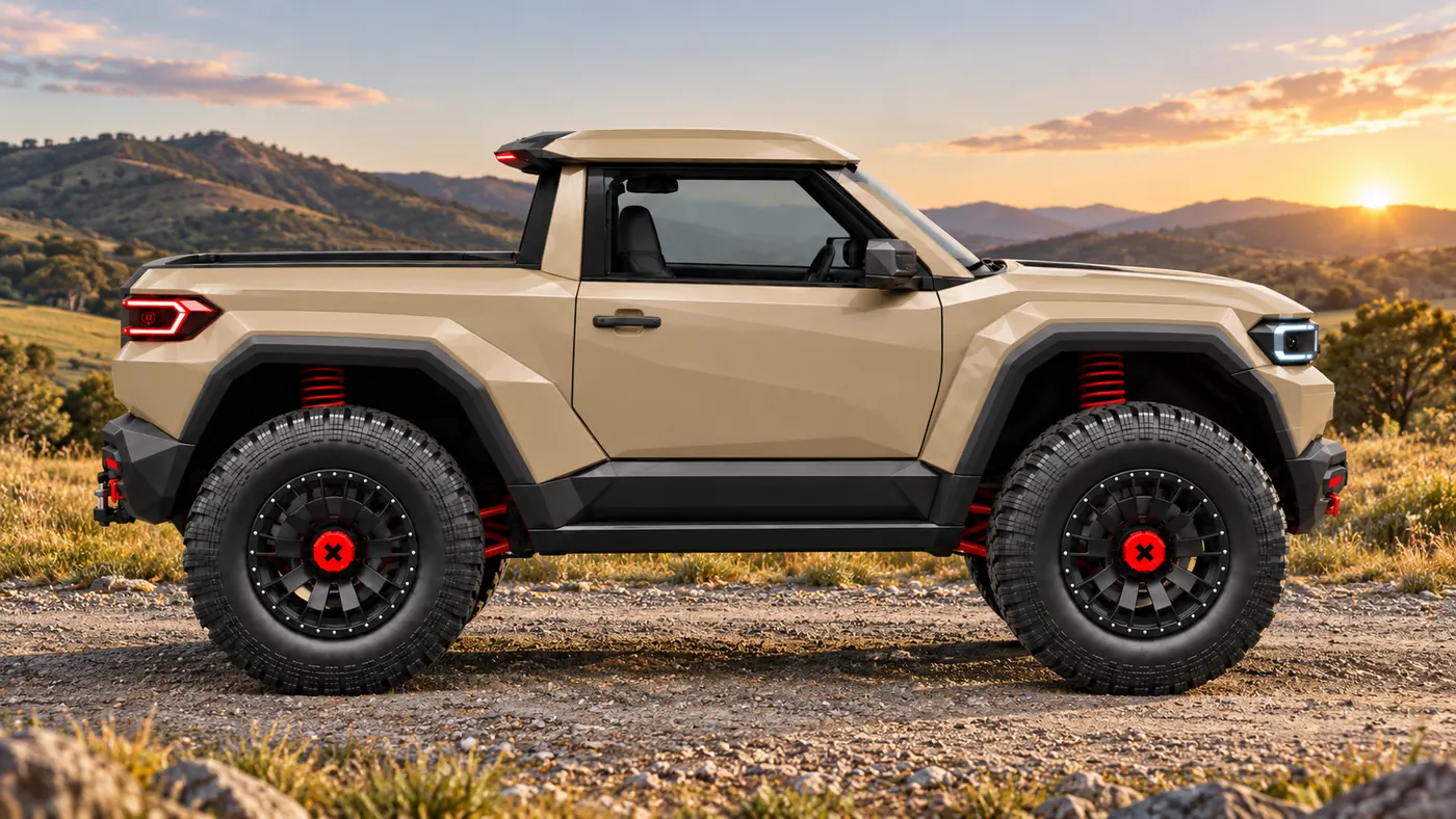 Elyron X als Pickup in Sand, Seitenansicht