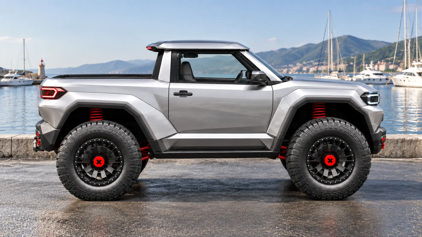 Elyron X als Pickup in Silber, Seitenansicht